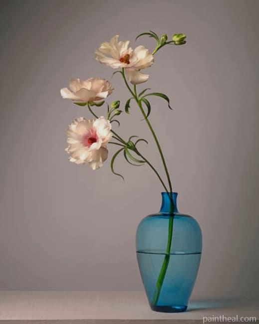 White Flowers In A Blue Vase NEW Painting By Numbers Kits