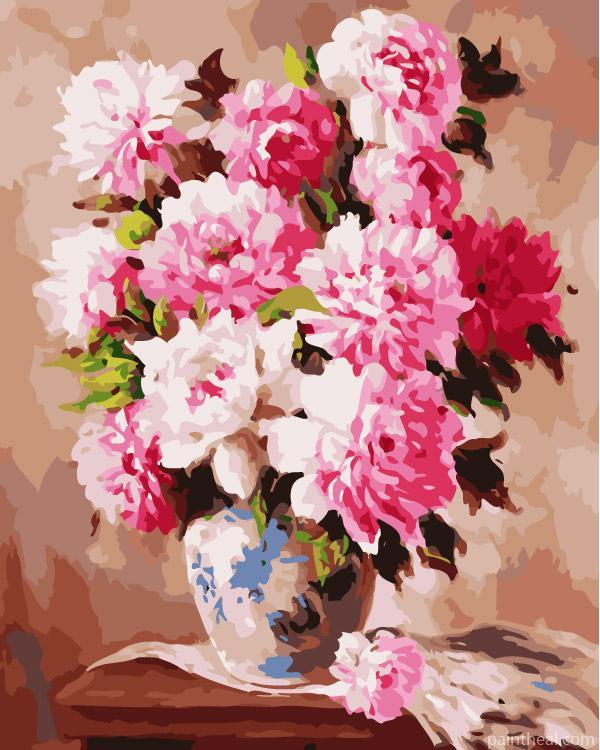Pink Peonies Vase Flowers Painting By Numbers Kits