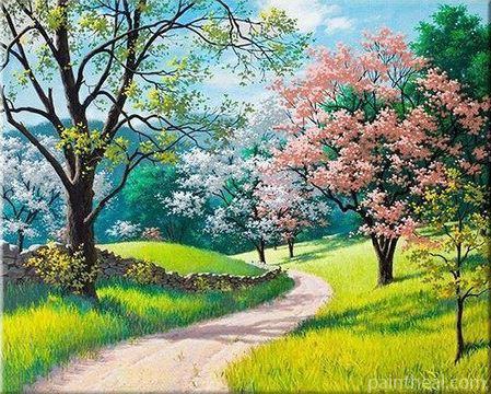 Flowers Bloom in Spring Landscape Painting By Numbers Kits
