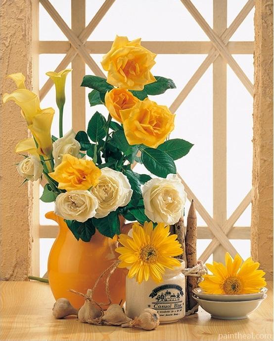 Yellow Sunset Flower Flowers Painting By Numbers Kits