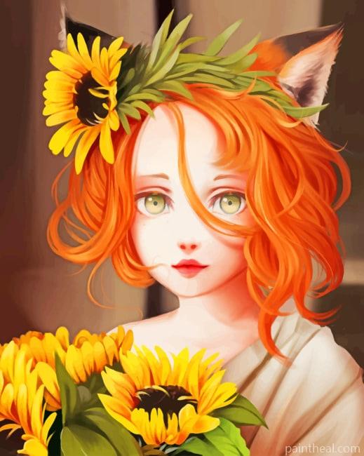 Pretty Sunflowers Girl NEW Painting By Numbers Kits