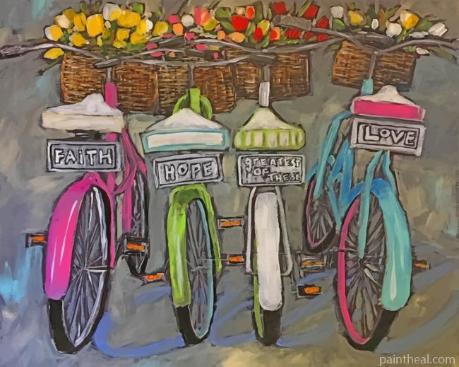 Bikes With Tulips Baskets Painting By Numbers Kits