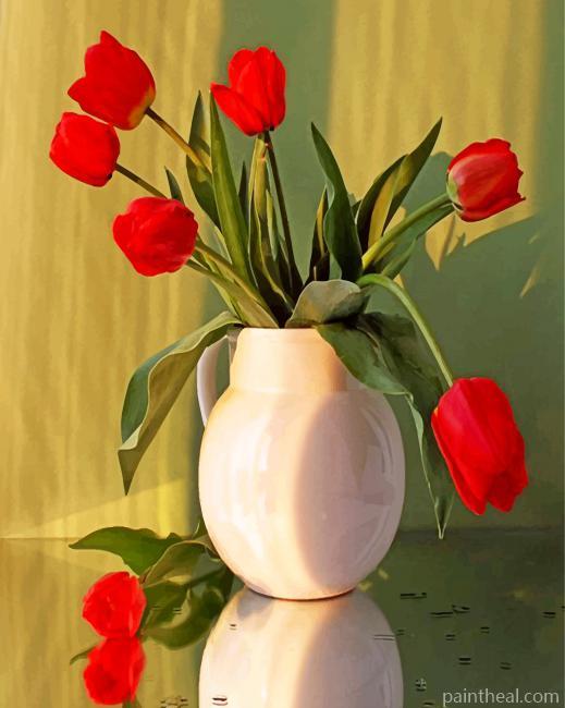 Aesthetic Red Flowers Painting By Numbers Kits