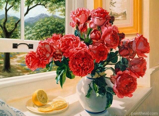 Red Peony Flowers Flowers Painting By Numbers Kits