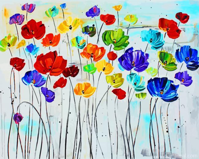 Abstract Colorful Poppies Painting By Numbers Kits