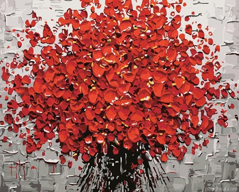 Red Flowers DIY Painting By Numbers Kits