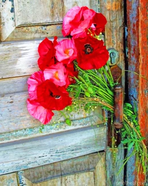 Beautiful Old Door And Flowers NEW Painting By Numbers Kits
