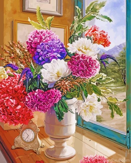 Flowers In White Vas Painting By Numbers Kits