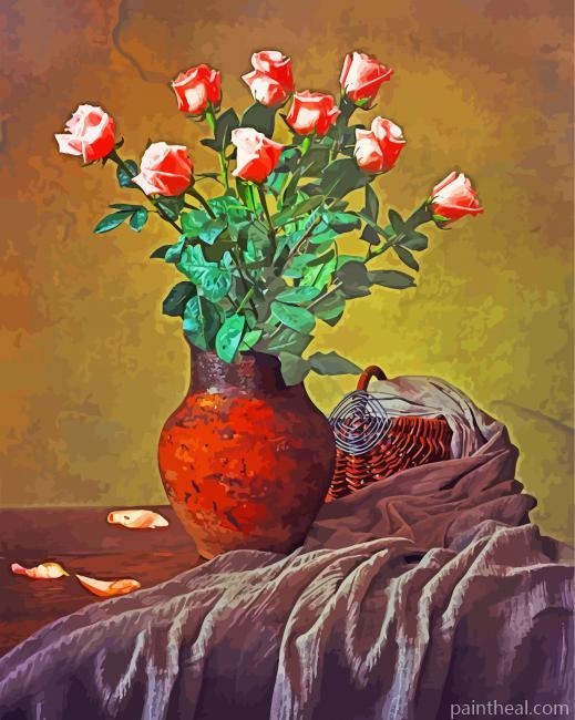 Pink Roses Still Life Painting By Numbers Kits