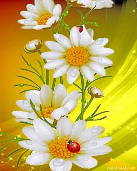 White Flowers Plants Painting By Numbers Kits