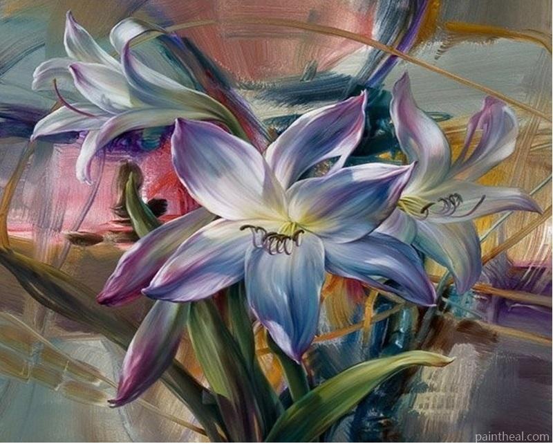Purple Flower Wall Art Picture DIY Painting By Numbers Kits