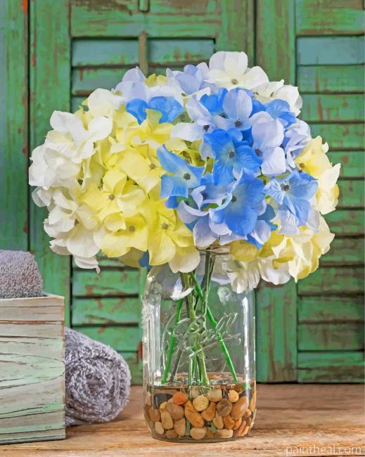 Hydrangeas In Jar Painting By Numbers Kits