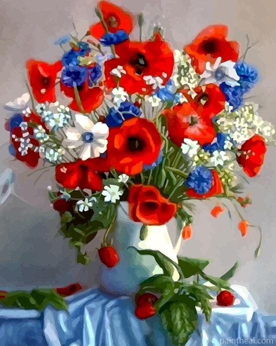 Red flowers Flowers Painting By Numbers Kits