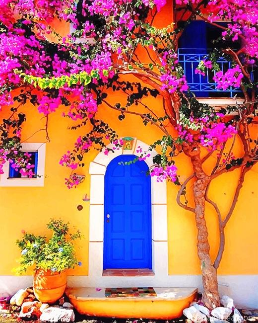 Blue Door of Greek House NEW Painting By Numbers Kits