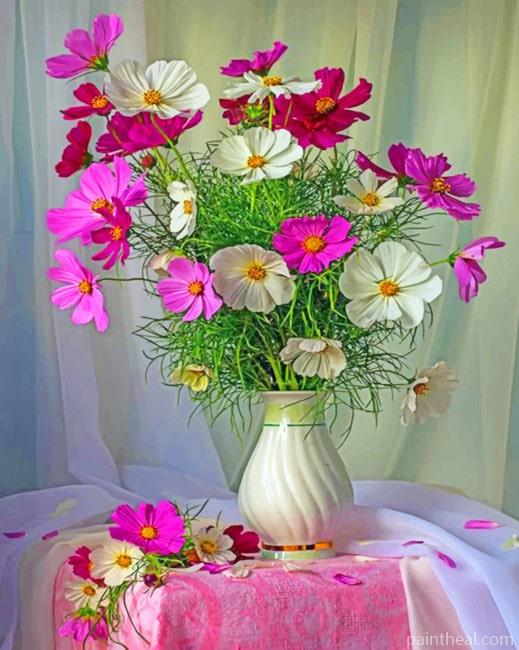 White And Purple Flowers Aesthetic Painting By Numbers Kits