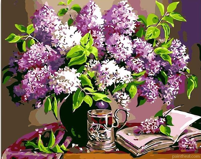 Lavender Flowers in A Vase Flowers Painting By Numbers Kits