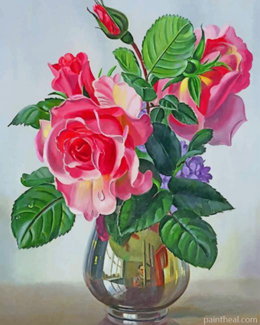 Rose Flowers Vase NEW Painting By Numbers Kits