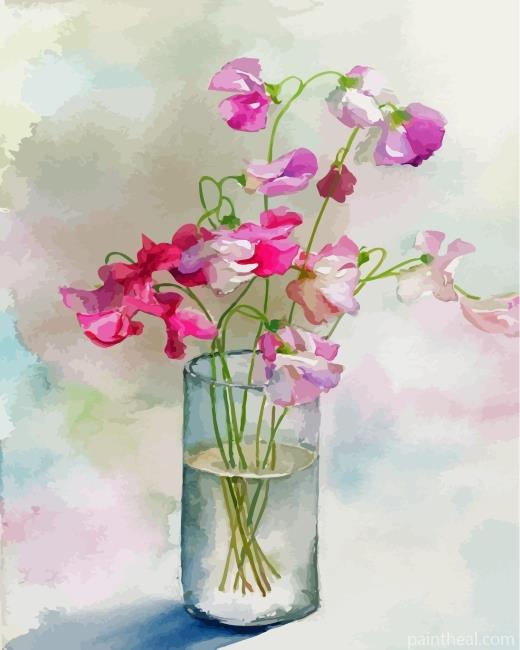 Aesthetic Sweet Peas Painting By Numbers Kits