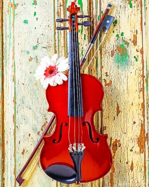 Violin With Daisy Flower NEW Painting By Numbers Kits