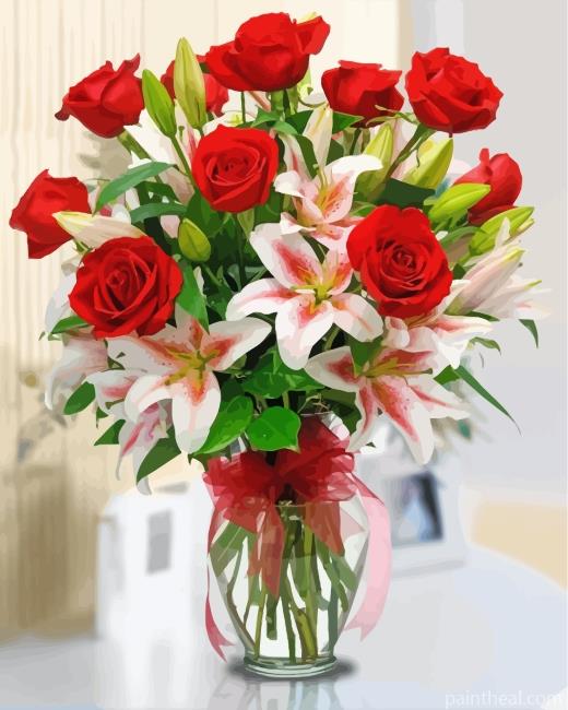 Lily And Rose Bouquet Painting By Numbers Kits