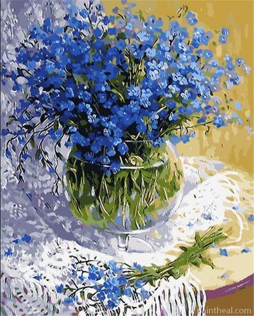 Blue Flowers Bouquet Flowers Painting By Numbers Kits