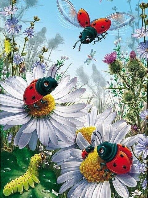 Ladybugs On Flowers Painting By Numbers Kits