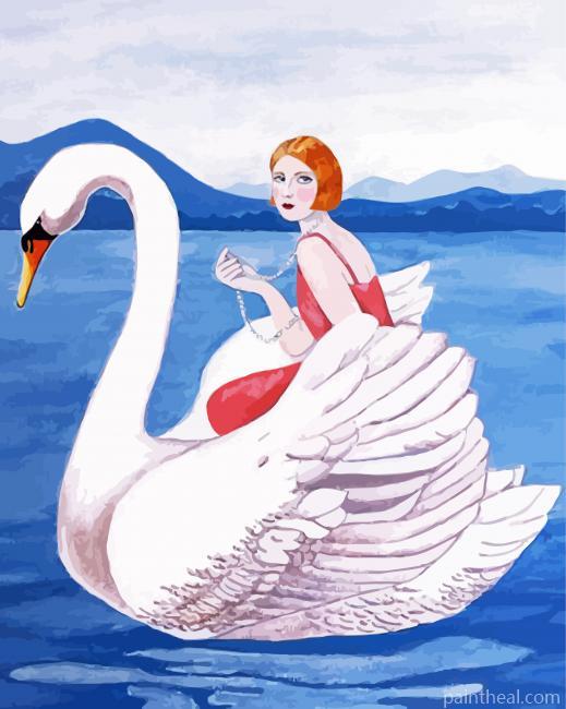 Woman And Swan Art Painting By Numbers Kits