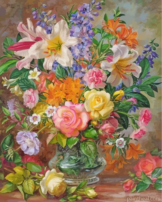 Blooming Flowers Vase Painting By Numbers Kits