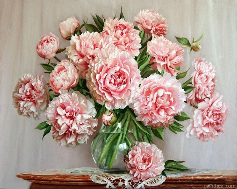 Pink Flower Modern Wall Art Picture Flowers Painting By Numbers Kits