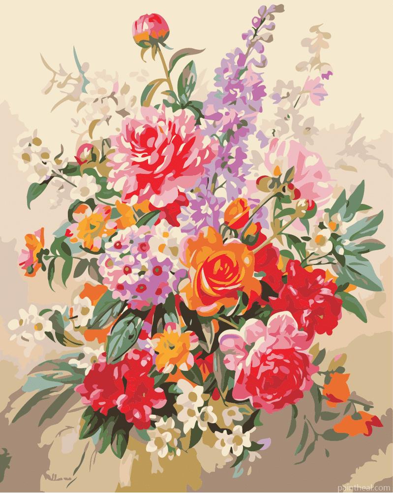 Flower Bouquet Of All Colors Flowers Painting By Numbers Kits