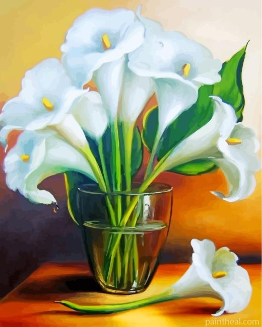 White Lilies In Glass Painting By Numbers Kits