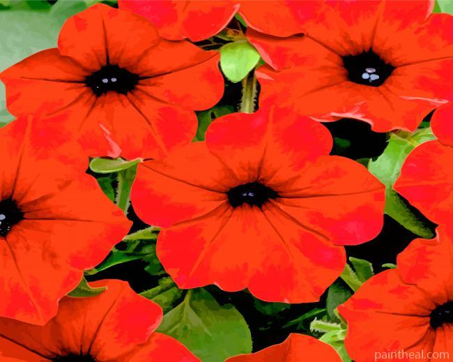 Red Petunia Painting By Numbers Kits