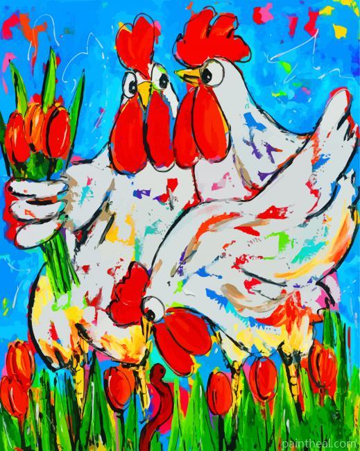 Chickens Art Painting By Numbers Kits