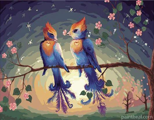 Birds On Stick Painting By Numbers Kits