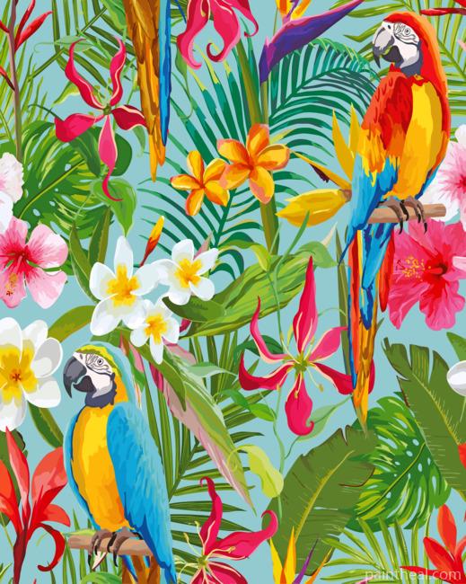 Tropical Parrots Art Painting By Numbers Kits