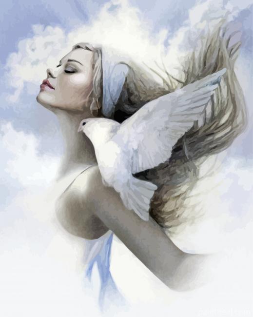 Aesthetic Woman And Dove Painting By Numbers Kits