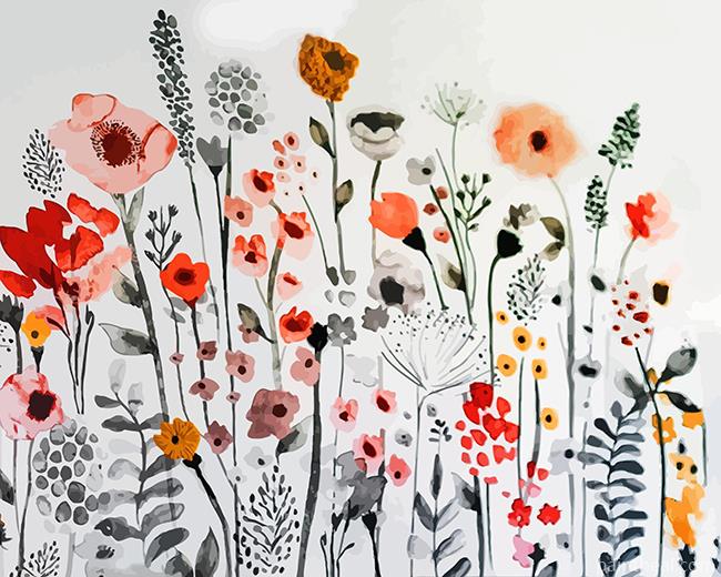 Wall Painted Flowers Painting By Numbers Kits