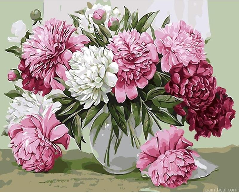 Picture Pink Flowers Kits Coloring Flowers Painting By Numbers Kits
