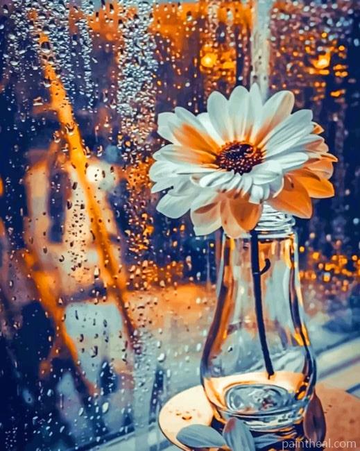 White Flower In A Glass Aesthetic Painting By Numbers Kits