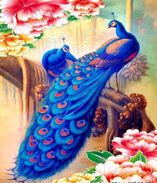 Blue Peacocks In Paradise Painting By Numbers Kits