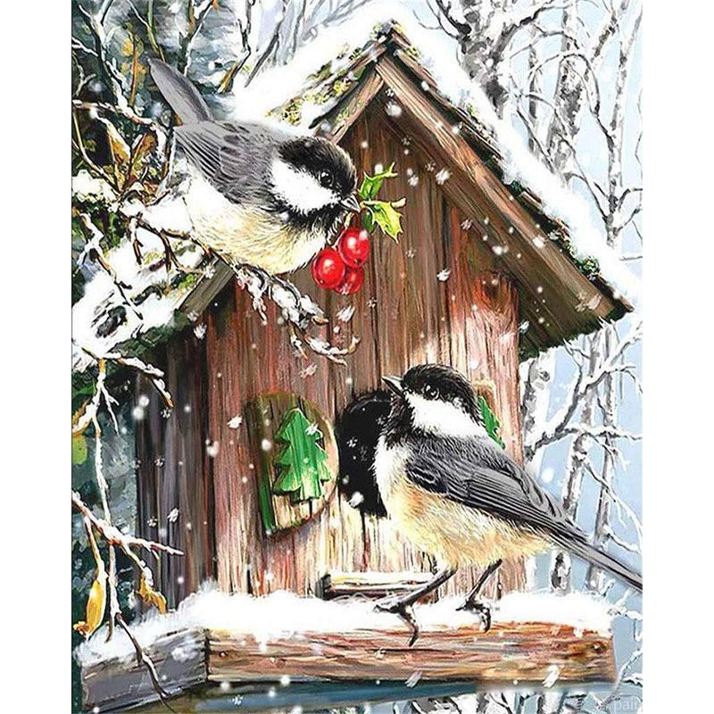 Birdie Birds Nest Snow Painting By Numbers Kits
