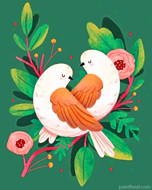 White Birds Illustrations Painting By Numbers Kits