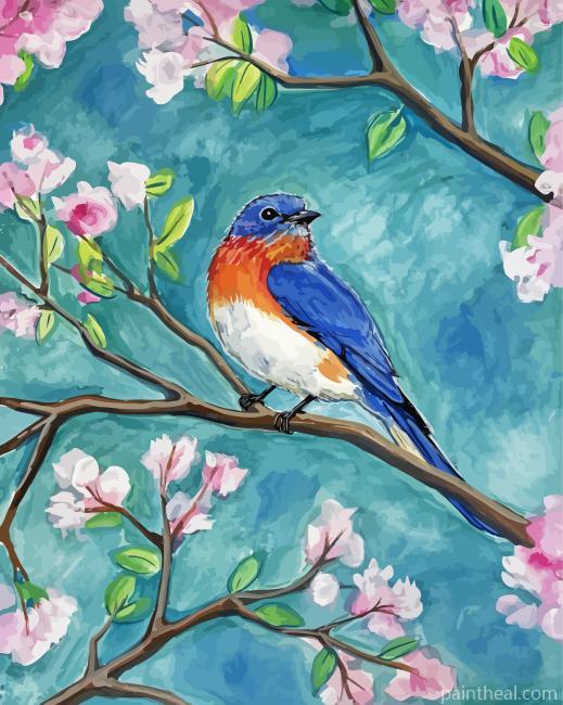 Blue Bird And Blossom Painting By Numbers Kits