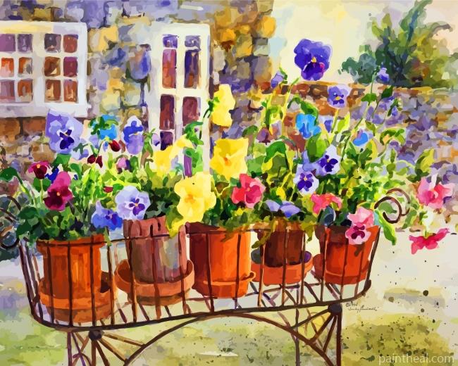 Pandy Plants Pots Painting By Numbers Kits