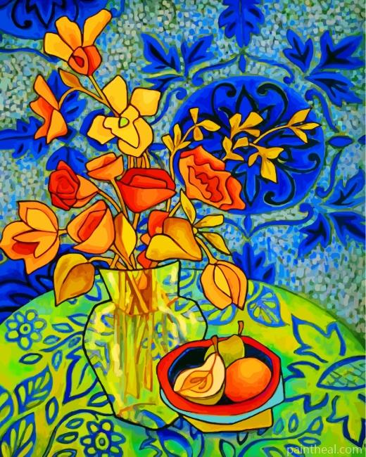 Aesthetic Orange Flowers Painting By Numbers Kits