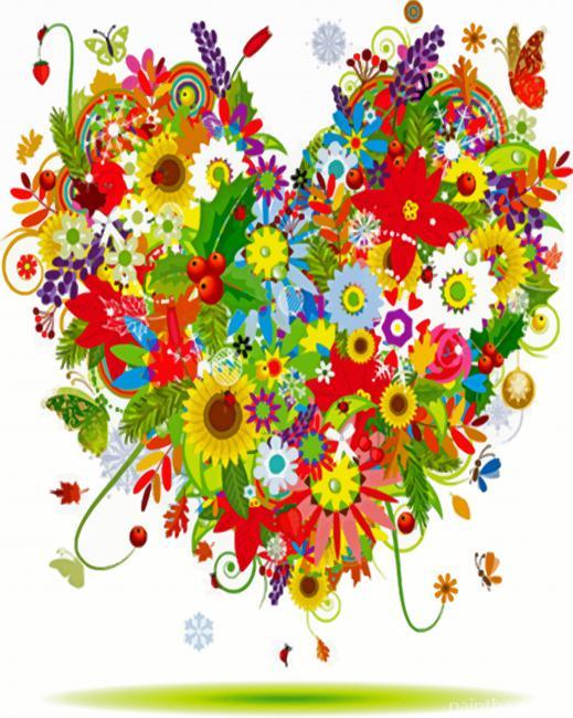 Floral Heart Painting By Numbers Kits