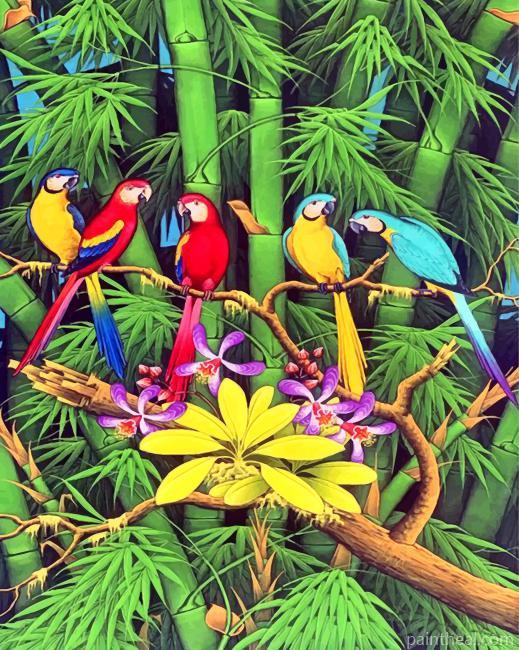 Tropical Parrots Birds Painting By Numbers Kits