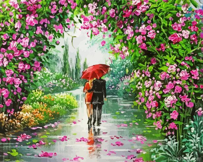 Couple Under Flowers Painting By Numbers Kits