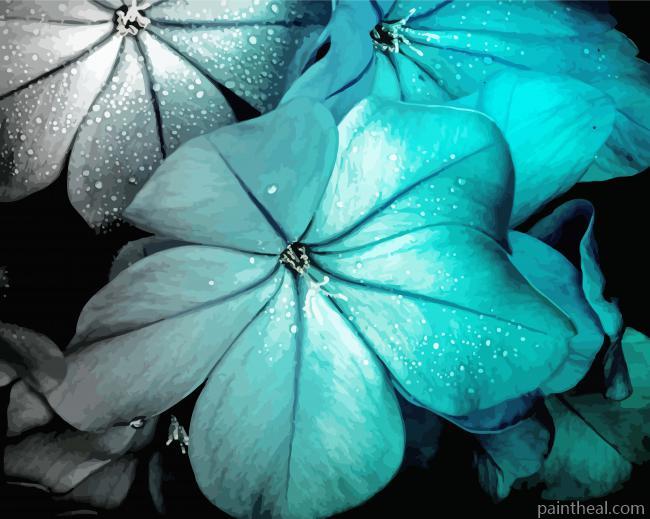 Aesthetic Turquoise Flowers Painting By Numbers Kits