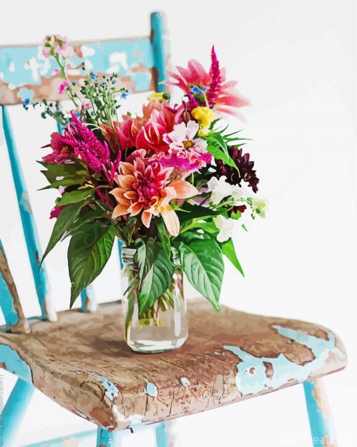Vintage Flowers On The Chair Painting By Numbers Kits